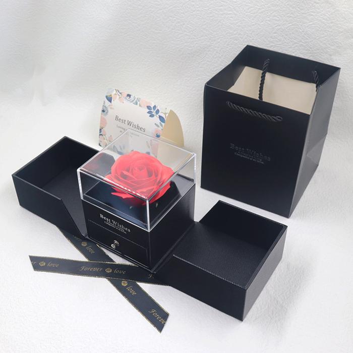 Gambar Kotak Perhiasan Kado Kalung Cincin - Ring Jewelry Box Eternal Rose - Hitam dari FunToys711 undefined Tokopedia