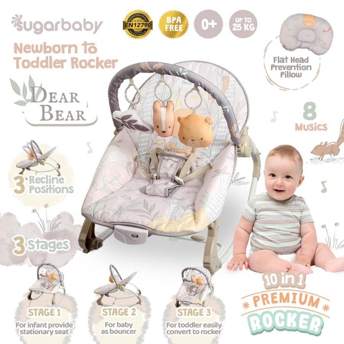 Gambar Bouncer Bayi Sugar Baby 10 In 1 Premium Rocker - BEIGE DEAR BEAR dari RAIN BABY SHOPS undefined Tokopedia