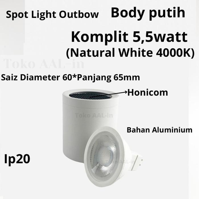 Gambar Lampu downlight tempel plafon bulat outbow led Honicom - PUTIH 5,5W 4K dari Toko AAL-IN undefined Tokopedia