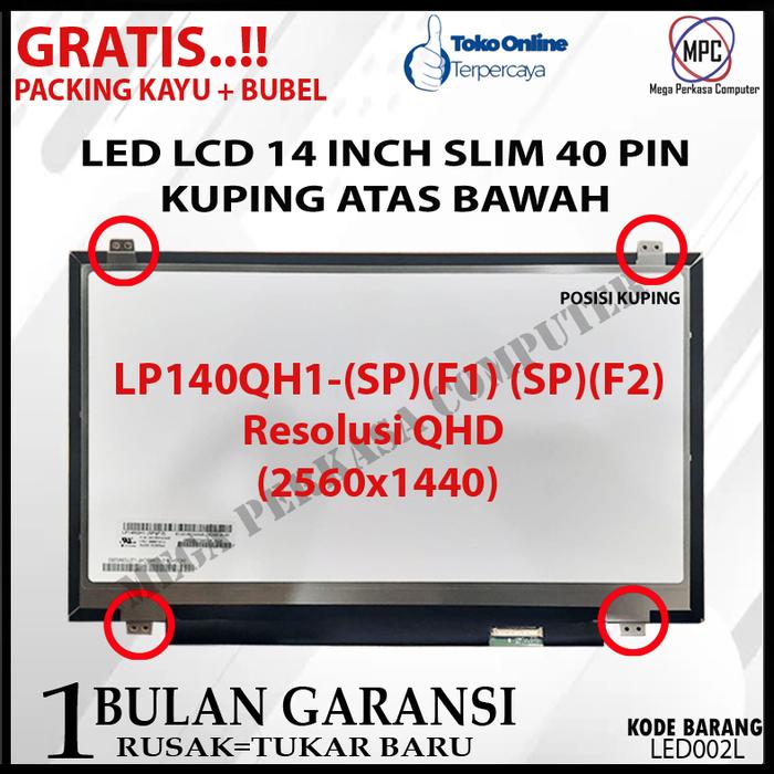 Dalle écran LCD LP140QH1-SPB1 14 Pouces WQHD IPS – Connecteur 40 Pins – Pour Remplacement