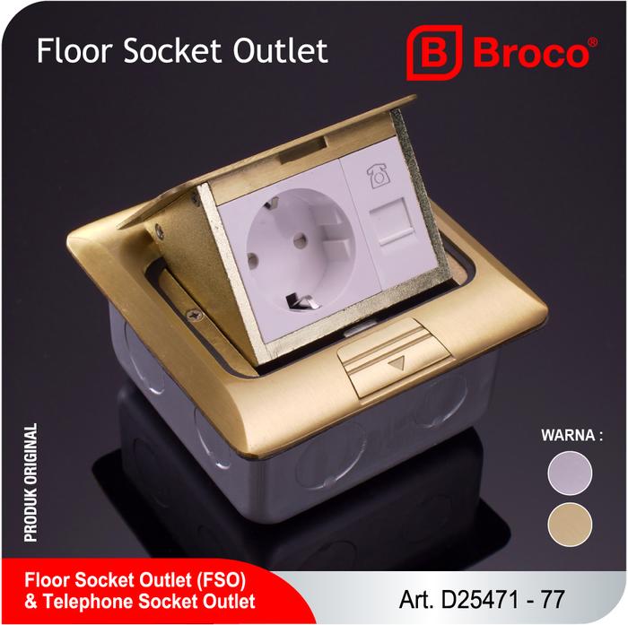 Gambar BROCO Stop Kontak Lantai + RJ11 (D25471) - Gold dari Broco Official Kota Administrasi Jakarta Barat Tokopedia