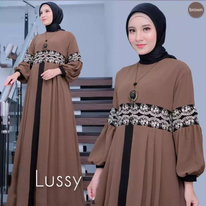 Gambar Baju Gamis Wanita Muslim Syari Jubah Muslimah Dewasa Maxi Dress Baru - Brown dari SA Aryaguna undefined Tokopedia