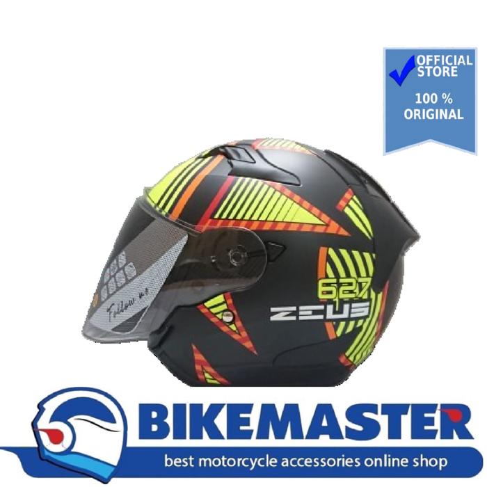 Promo New!! Helm Zeus ZS-627 Matt Black BM10 Black Yellow Half 