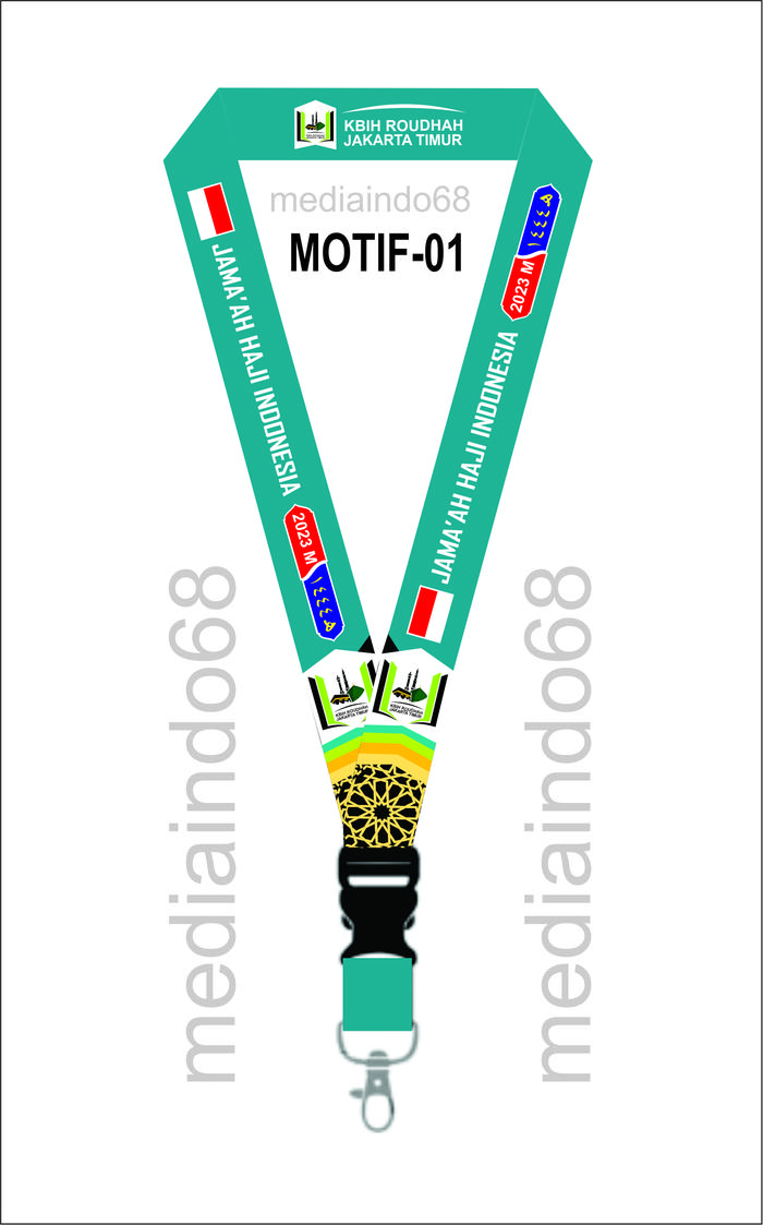 Gambar Custom Lanyard Printing ID CARD Jemaah Haji-Umroh  (Model Baru) - Lanyard Model-1, Satu Sisi dari mediaindo68 undefined Tokopedia