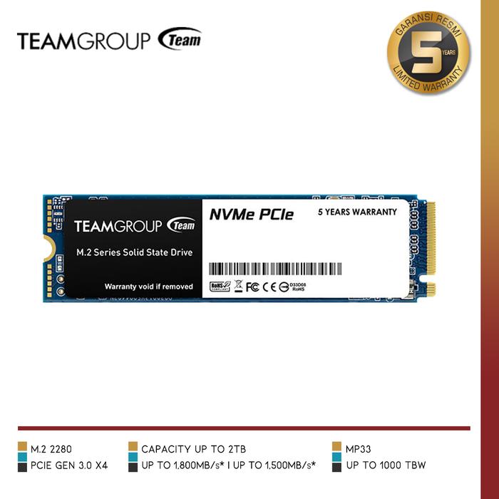 Gambar TEAM MP33 M.2 PCIE SSD | SSD M.2 NVMe Gen 3 x4 dari Nano Komputer undefined Tokopedia