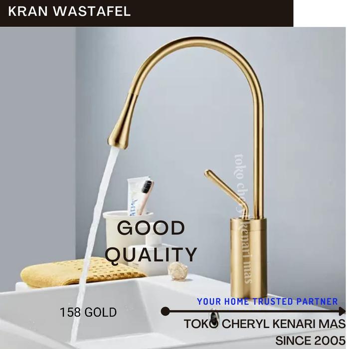 Gambar KRAN WASTAFEL MANGKOK TINGGI KERAN MIXER WHITE PUTIH GOLD EMAS 158 - 158 GOLD dari TOKO CHERYL KENARI MAS undefined 2 Tokopedia