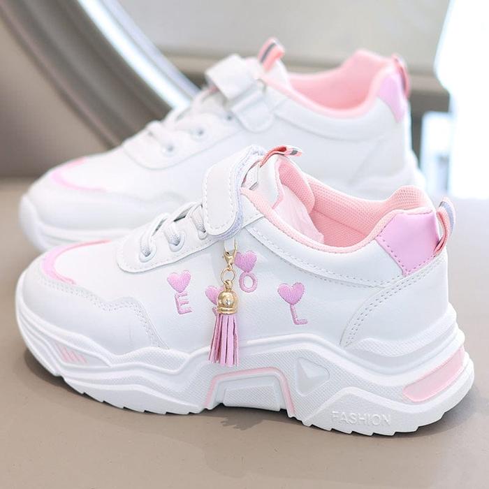 Gambar sepatu anak perempuan sneakers anak kets wanita putih lis pink keren - sesuai gambar, 26 dari malkan undefined Tokopedia