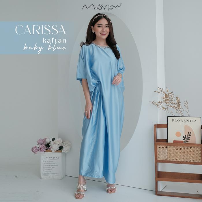 Gambar Miss Nomi - Carrisa Kaftan Lebaran / Baju Wanita / Hijab / Kaftan Couple / Gamis muslim panjang Satin Silk Dress Pesta Dewasa Kondangan Mewah Crinkle Gaun Airflow Maxi Simple - BABY BLUE, FREE SIZE dari Miss Nomi undefined Tokopedia