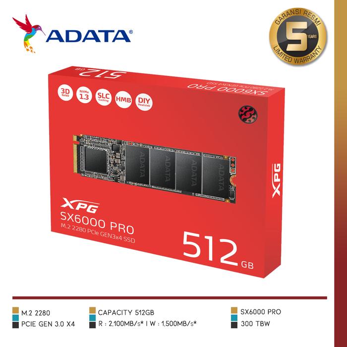 Gambar ADATA XPG SX6000 Pro PCIe Gen3x4 M.2 2280 Solid State Drive - 512GB dari Nano Komputer undefined Tokopedia