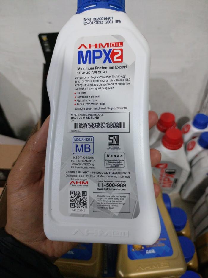 Gambar OLI MESIN MPX2 0.65 SPX2 0,65 650ML ORIGINAL ASLI AHM HONDA GENIO BEAT - MPX2 0.65L dari Sparepartmotorku99 undefined 5 Tokopedia