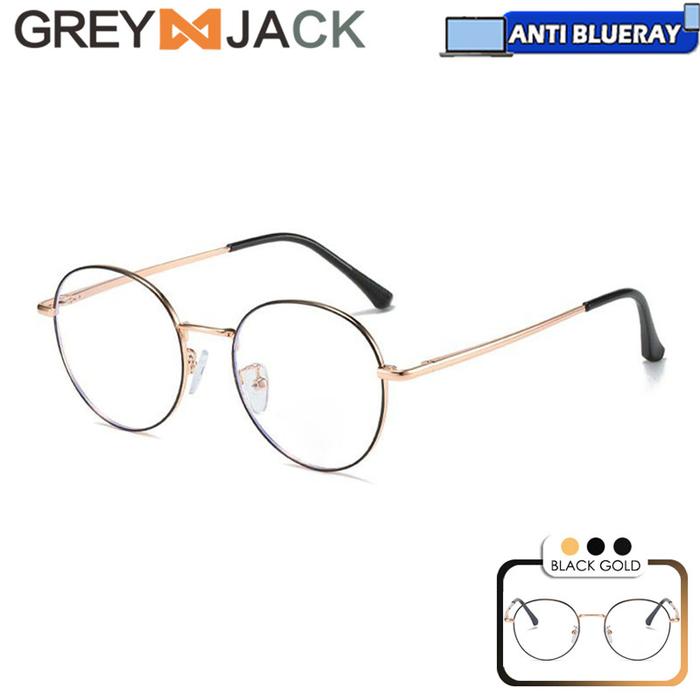 Gambar Grey Jack/kacamata anti radiasi blueray dewasa fashion metal 2626 - Black Gold dari Grey Jack Eyewear undefined Tokopedia