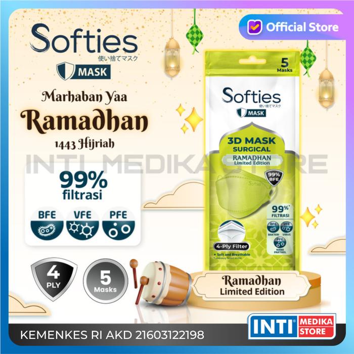Gambar SOFTIES - Masker 3D Surgical Mask 4 Ply JAPANESE | Model Earloop KF94 - EDISI RAMADHAN dari INTI MEDIKA STORE undefined Tokopedia