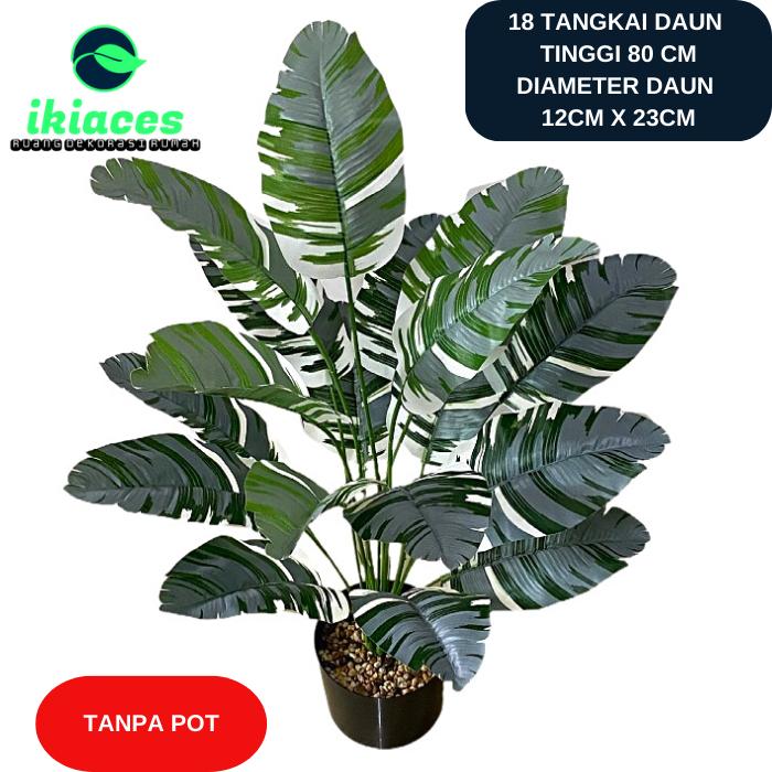 Gambar DAUN PISANG ARTIFICIAL CORAK DAUN PISANG PLASTIK DEKORASI DAUN HIAS - CA TANPA POT dari ikiaces undefined Tokopedia