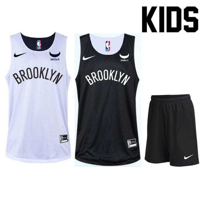 Gambar JERSEY BASKET NIKE NBA BROOKLYN NETS - REVERSIBLE/ Bolak-balik - Black-White Kid, S dari HYT sport Store ID undefined Tokopedia