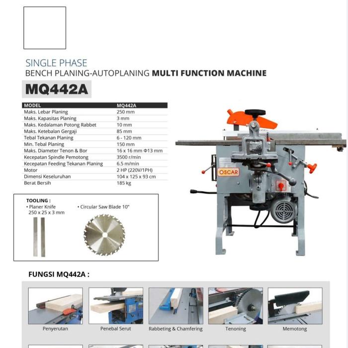 Gambar Mesin serut planner potong kayu multi fungsi OSCAR MQ442 - MQ442A OSCAR dari Suka Pada Online undefined Tokopedia