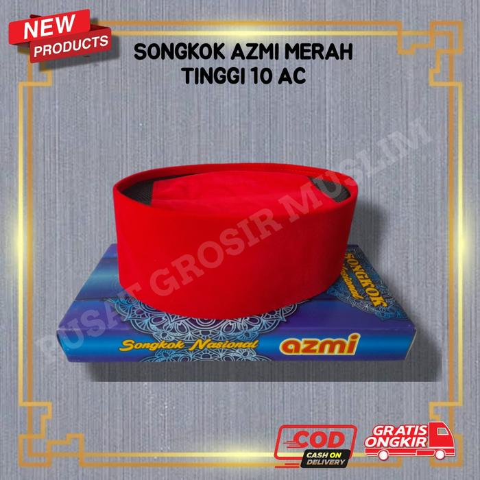 Gambar Songkok Nasional Merah Peci Songkok Azmi Polos AC & FULL AC Tinggi 10 Kopiah Dewasa Muslim Nyaman Tebal - AC, 1 dari Toko Pusat Grosir Muslim undefined Tokopedia
