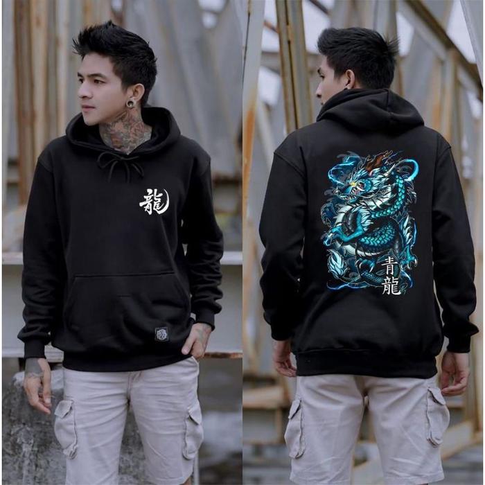 Gambar Hoodie Casual Distro Pria Wanita Blue Dragon - Hitam, L dari NOTA Jacket undefined Tokopedia
