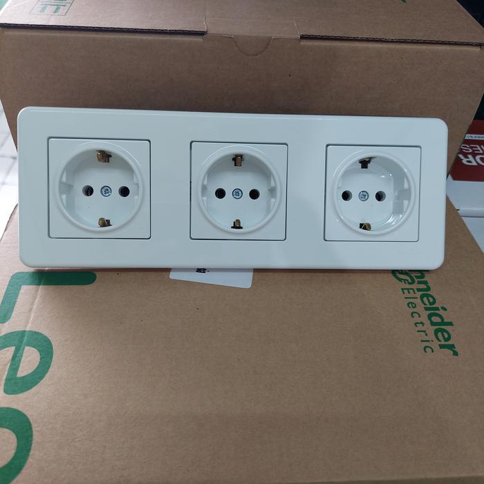 Gambar Leona Stop Kontak schucko 3 gang Schneider - Ada Pengaman dari GUDANGELECTRIC undefined 4 Tokopedia