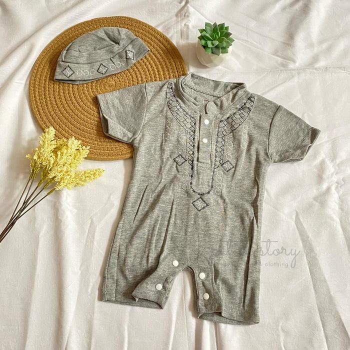 Gambar Jumper Baju Bayi Lebaran - Petite Story - Arif Koko Short Jumper - Abu2 Tua dari Petite Story undefined Tokopedia