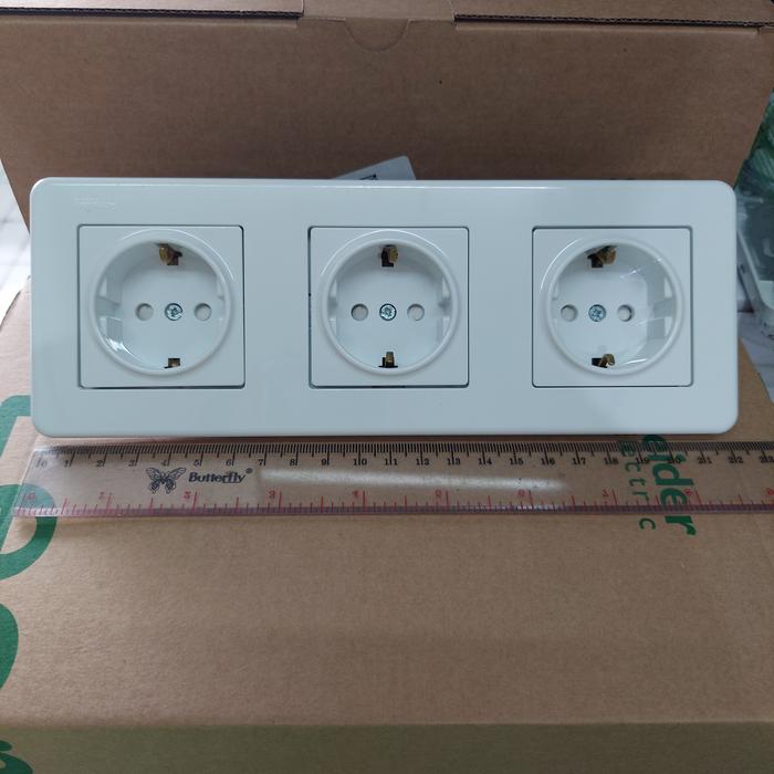 Gambar Leona Stop Kontak schucko 3 gang Schneider - Ada Pengaman dari GUDANGELECTRIC undefined 5 Tokopedia