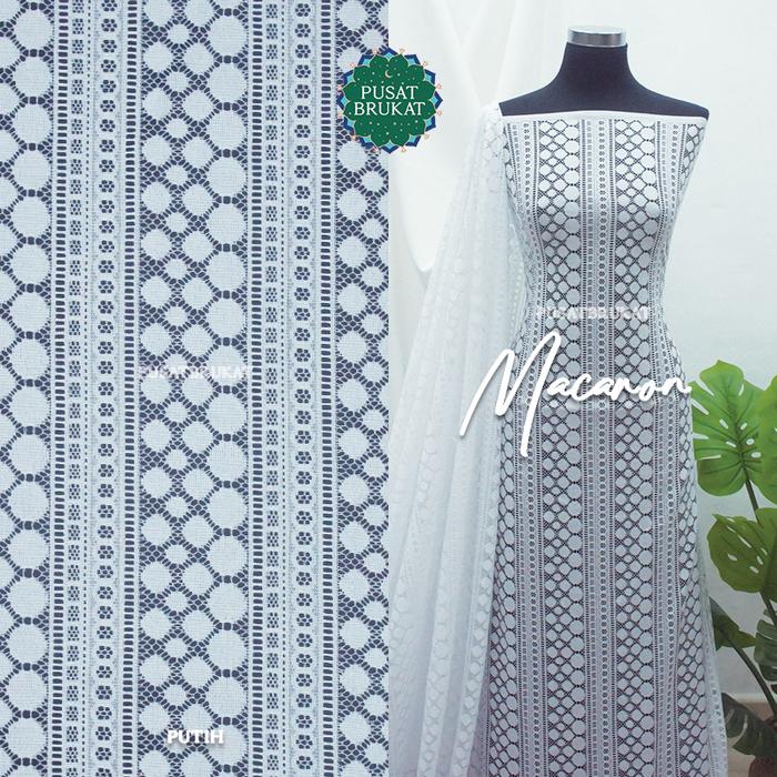 Gambar KAIN BROKAT KHUSUS WARNA PUTIH / BAHAN KEBAYA BRUKAT LACE WHITE [0,5m] - MACAROON dari PUSAT BRUKAT undefined Tokopedia