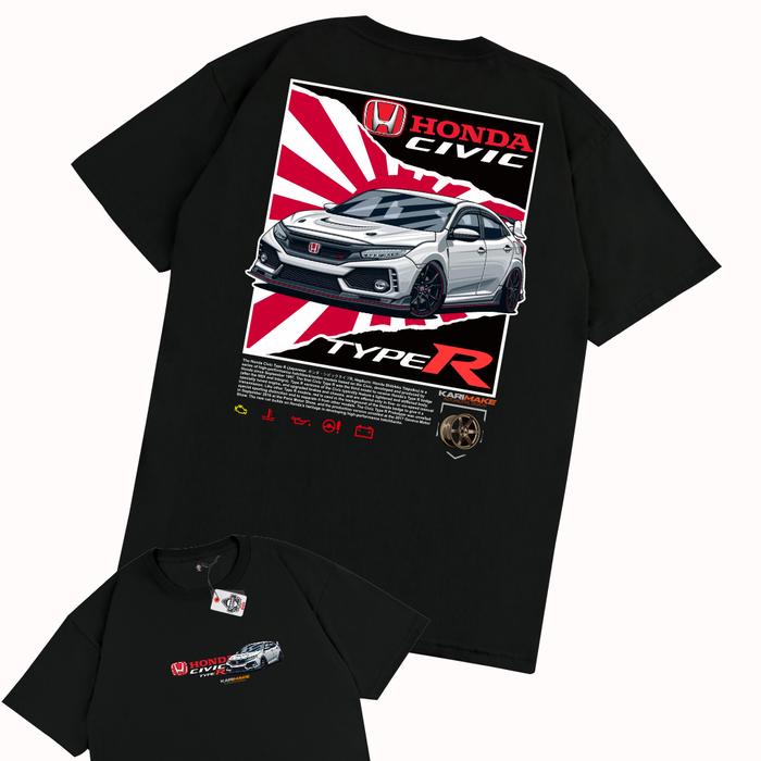 Gambar KARIMAKE Kaos Baju Mobil HONDA CIVIC FC TYPE R JDM V2 Kaos Otomotif - V1 HITAM, S dari KRMK Karimake undefined Tokopedia