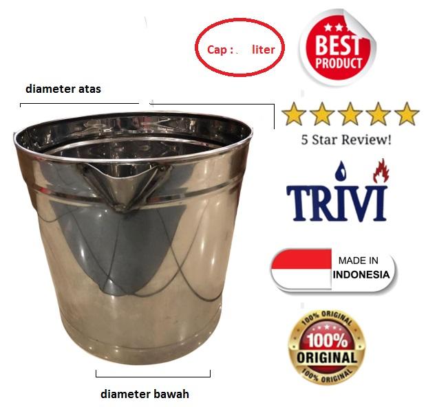 Gambar timba ember stainless steel, bucket sus stenlis minyak bbm spbu - 5liter corong dari Virlie Engineering co undefined Tokopedia