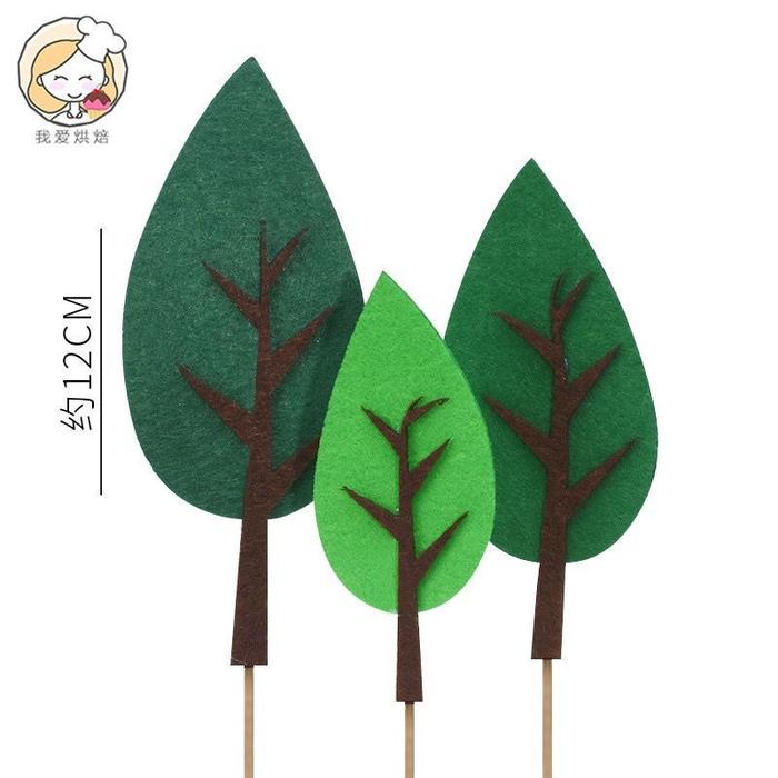 Gambar POHON DAUN Karton Topper Cake Birthday / Hiasan Kue Ultah Animal Dino - Pohon 9 isi 3 dari Juragan Topper undefined Tokopedia