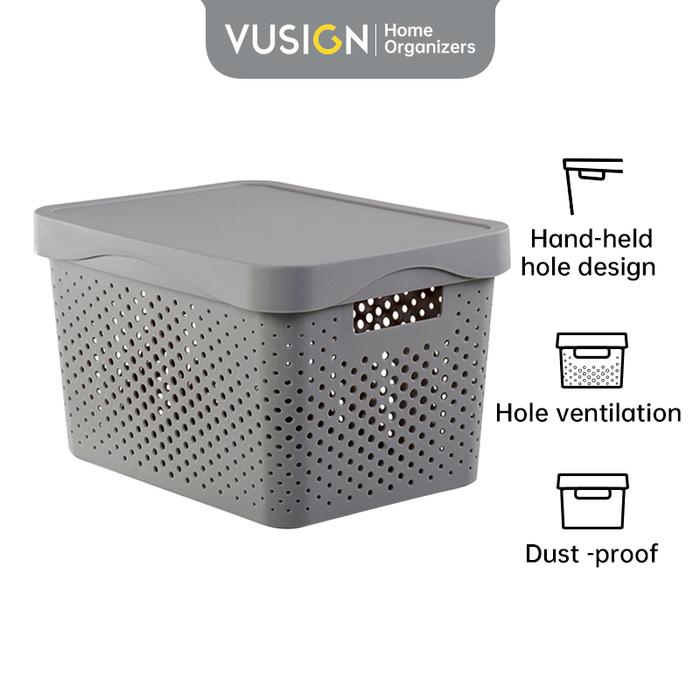 Gambar Deli Vusign Storage Box Tempat Penyimpanan Plastik Anti Lembab VS46X - Grey 20L dari Deli Stationery Indonesia undefined Tokopedia