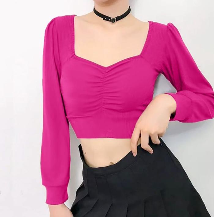 Gambar Square neck crop top/crop top wanita kekinian/crop top sexy - Fanta, L dari Rinstuff88 undefined Tokopedia