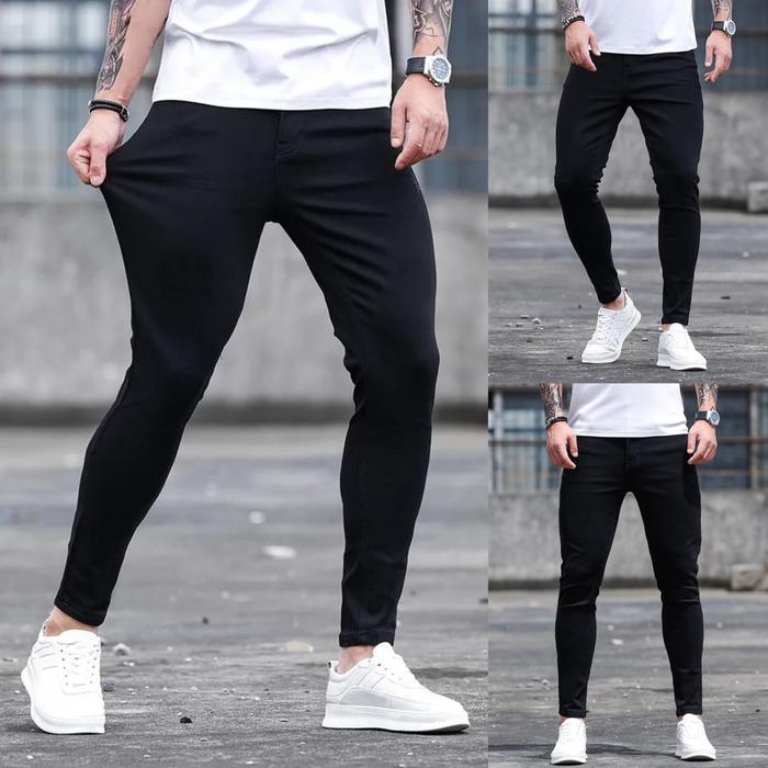 Gambar celana jeans pria slim fit jumbo full black - Black New, 30 dari Ropi Denim78 undefined Tokopedia