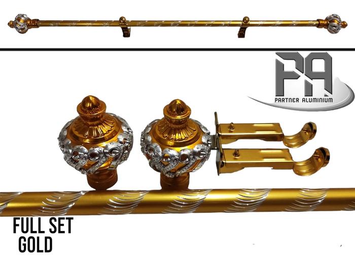 Gambar Pipa Uril / Pipa Besi Gorden Horden / Tiang Gorden Fullset - Gold, 200cm Fullset dari Partner Aluminium Shop undefined Tokopedia