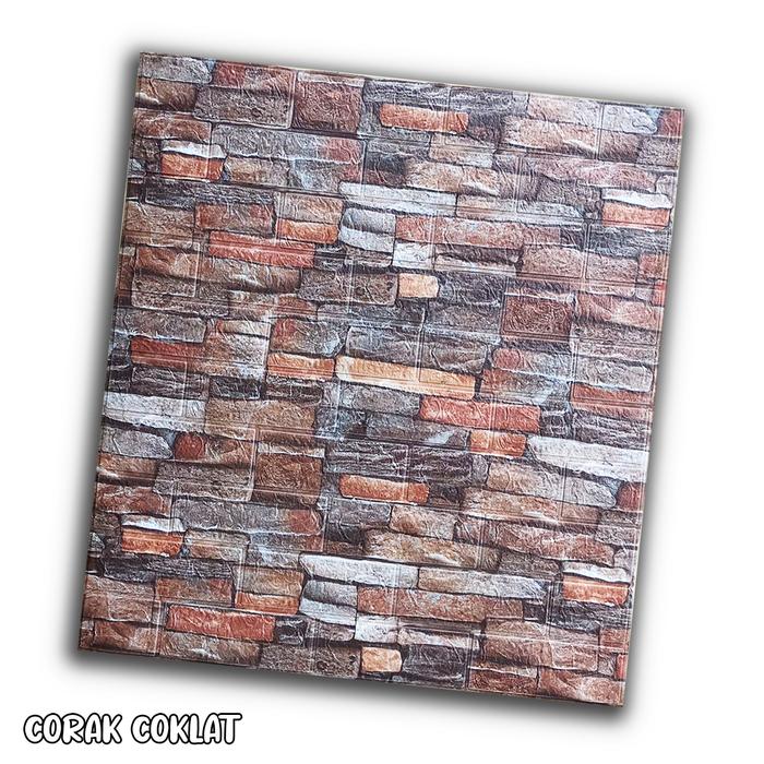 Gambar Wallpaper 3D Sticker Dinding Motif Corak Batu Alam Desain Rumah Modern - BATU CRK COKLAT, 38 X 70 CM dari IkhtiarStore undefined Tokopedia