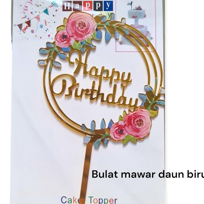 Gambar Cake topper akrilik bunga - daun biru dari Baking's Buddy undefined Tokopedia