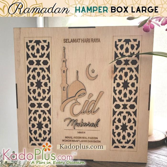 Gambar Box Hamper Lebaran Box Kayu Laser Cut CUSTOM Large - Box 1 dari kadoplus undefined Tokopedia