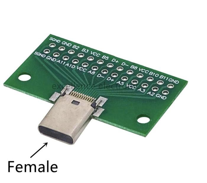 3x USB 3.1 Type-C Adapter Testboard – Stecker Männlich, 2,54 Mm Raster, DIP Mit 26 Löchern, Für Datenübertragung & DIY-Elektronik (grün)