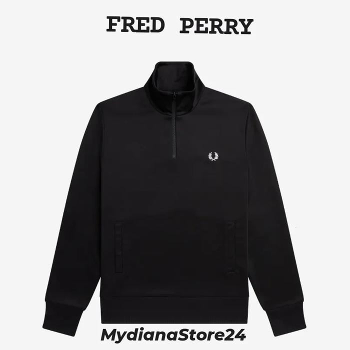 Jual Fred Perry - Fred Perry Branded Collar Track Jacket - Black 