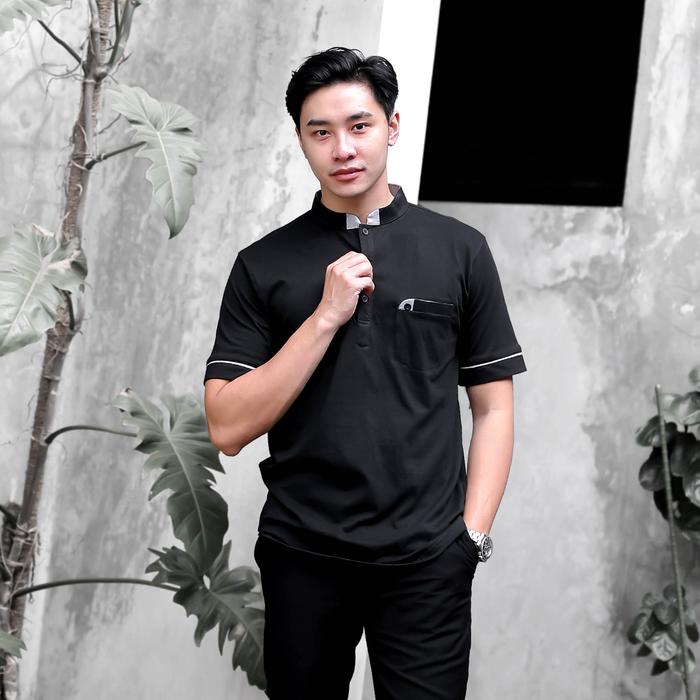 Gambar Koko Pria Lengan Pendek Rasyid Bahan Katun Combed 24s Warna Milo - Hitam, S dari Wahanajaket undefined Tokopedia