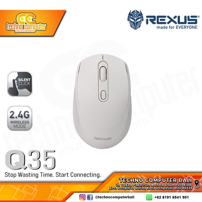Gambar Mouse REXUS Q35 Silent Click Wireless - Office Mouse Wireless - Putih dari Techno Computer Bali undefined Tokopedia