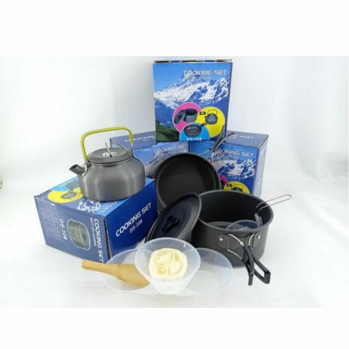 Gambar cooking set ds 308 - Gagang HIJAU dari DI_Outdoor Kota Surabaya Tokopedia