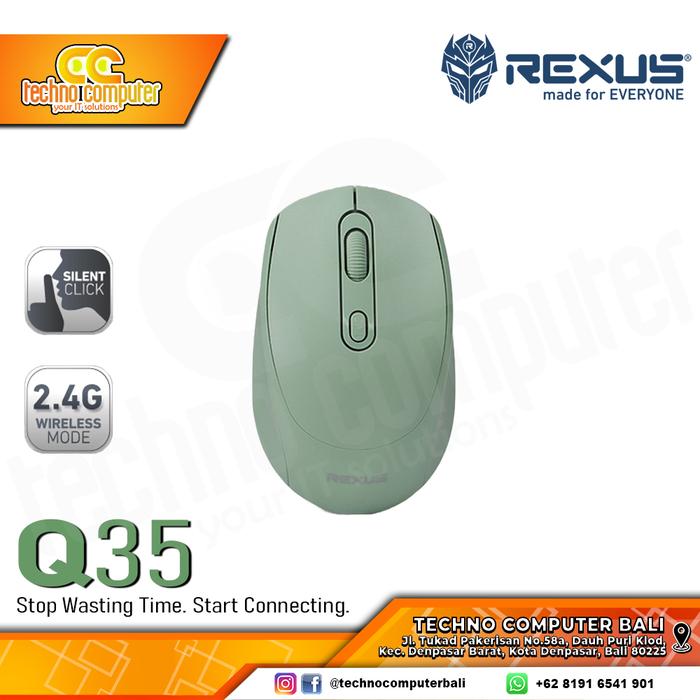 Gambar Mouse REXUS Q35 Silent Click Wireless - Office Mouse Wireless - Hijau dari Techno Computer Bali undefined Tokopedia
