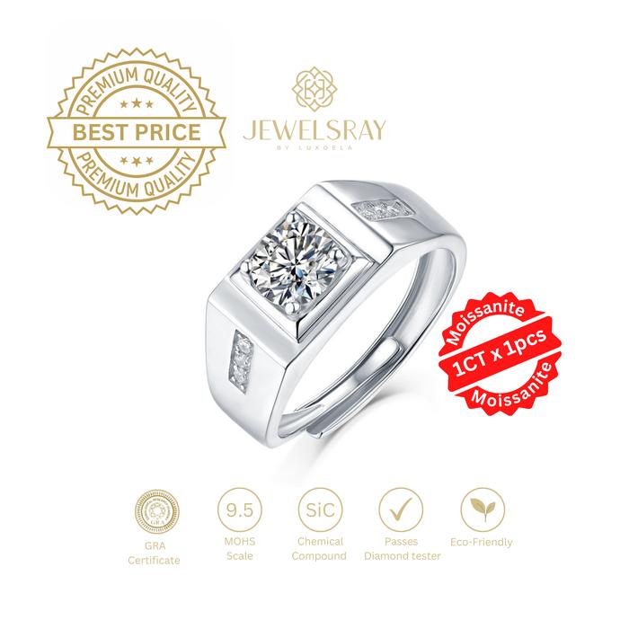 Gambar Cincin Pria Lavon Moissanite Man Ring Adjustable Elegant Fancy Ring - Tanpa Gift dari Luxoela undefined Tokopedia