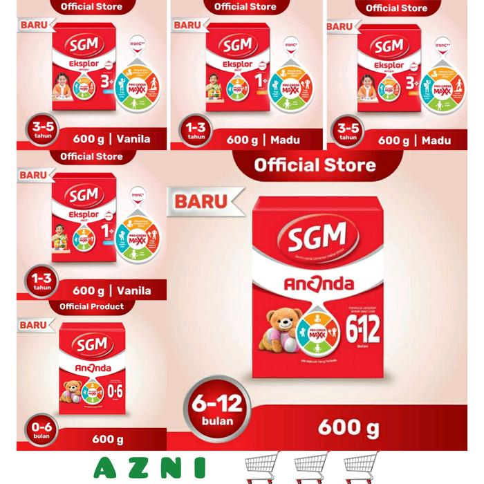 Gambar SGM ANANDA 0-6 6-12, EKSPLOR 1+ 3+ 5+ Vanila/ Madu/ Coklat 600 gr - ANANDA 0-6 dari Azni Supermarket Pekanbaru Riau undefined Tokopedia