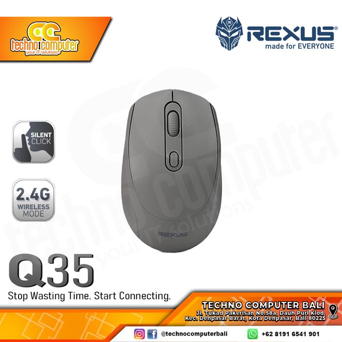 Gambar Mouse REXUS Q35 Silent Click Wireless - Office Mouse Wireless - Abu-abu dari Techno Computer Bali undefined Tokopedia