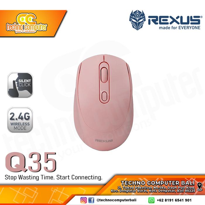 Gambar Mouse REXUS Q35 Silent Click Wireless - Office Mouse Wireless - Merah Muda dari Techno Computer Bali undefined Tokopedia