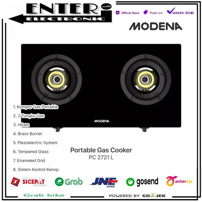 Gambar MODENA PC2721 L - KOMPOR GAS PORTABLE 2 TUNGKU MODENA PC 2721 L LM LD - PC 2721 L dari Enter Electronic undefined Tokopedia