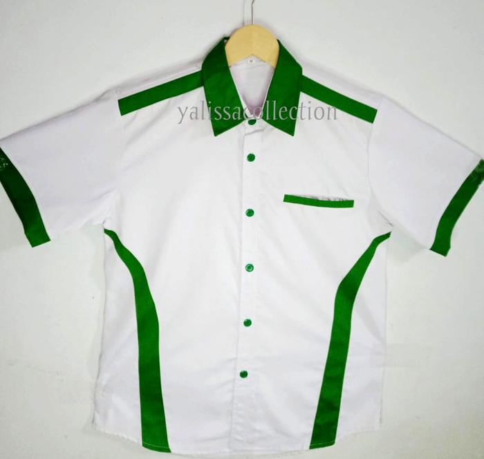 Gambar baju seragam kerja kemeja kerta seragam karyawan seragam ob pt - ptih list hijau, XXXL dari YALISA COLLECTION undefined Tokopedia
