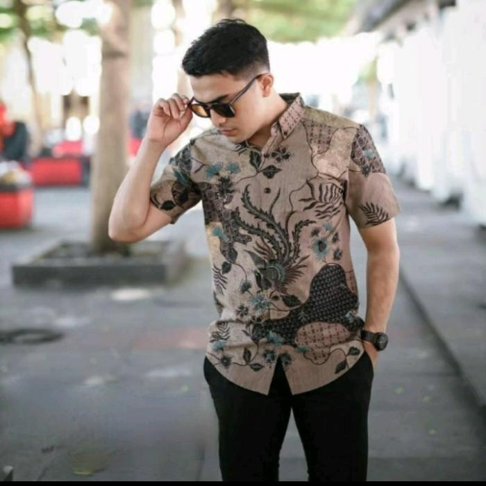 Gambar kemeja pria kemeja lengan pendek kemeja batik slim fit premium jumbo - jagat biru, M dari daliani fashion undefined Tokopedia