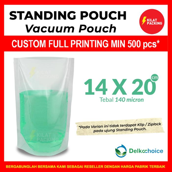 Gambar STANDING POUCH VACUUM NON ZIPLOCK KEMASAN MAKANAN TERMURAH - 14x20 dari kilat packing undefined Tokopedia
