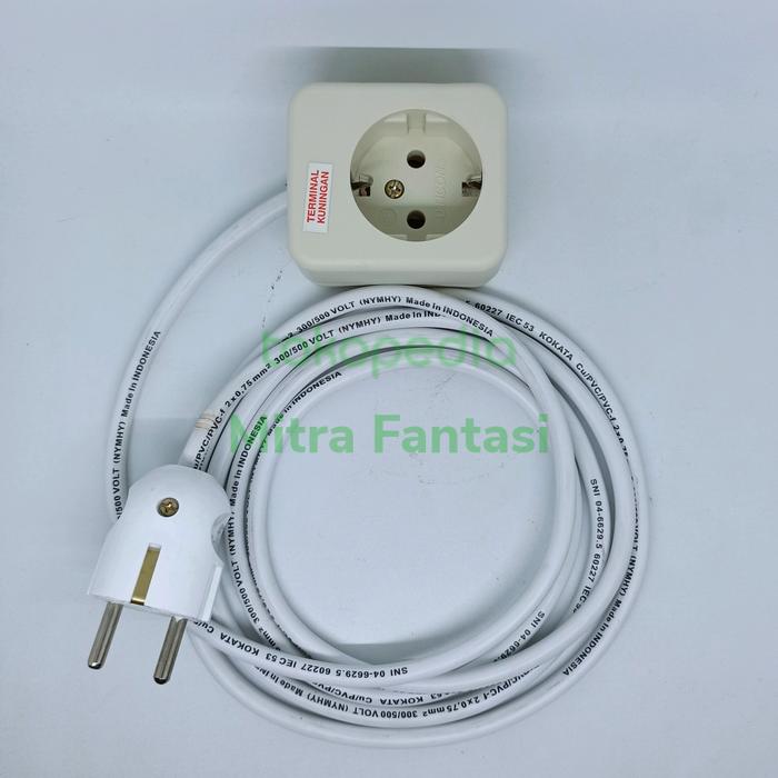Gambar Kabel Extension UTICON Stopkontak Steker Stop Kontak Terminal Kuningan - 2 Lubang, 5 Meter dari Mitra Fantasi undefined Tokopedia
